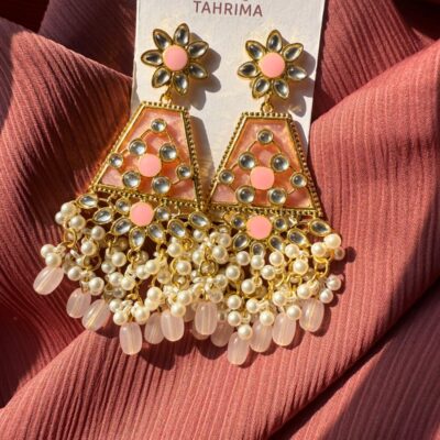 Triangle Jhumka - Baby Pink