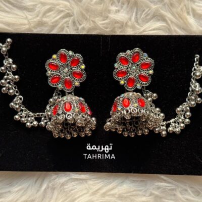 One Layer Tana Jhumka - Red