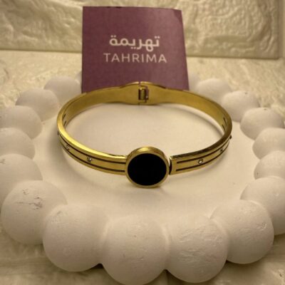 Stainless Steel Bracelet Black Stone