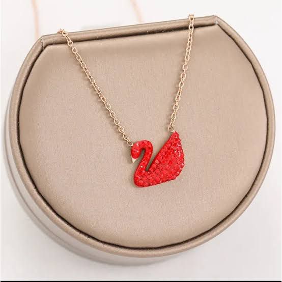 Stainless Steel Necklace - Swan Red
